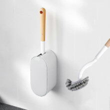 Toilet Brush And Holder with Lid Set, Curved Design Angled Toilet Bowl Brush Scrubber, Durable Bristles for Bathroom Cleaning - DD