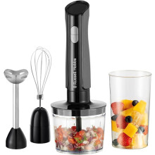 Russell Hobbs Hand Blender [3-in-1 Hand Mixer] Electric Chopper (Food Processor with 3 Attachments for Baby Food, Smoothies, Soup, 2 speeds