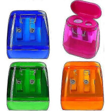 4 Pack Double Holes Pencil Sharpener Manual Pencil Sharpeners with Lid Pencil Sharpeners for Kids Plastic Pencil Sharpeners for School Office Home