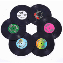 KINCJON Coasters for Drinks-set Of 6 Colorful Retro Record Disk Decoration Chumian