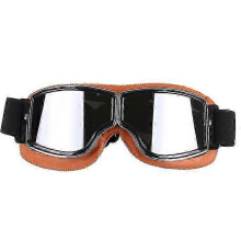 (yellow*silver) Retro Style Harley Motorcycle Goggles,outdoor Windproof Riding Off-road Glasses