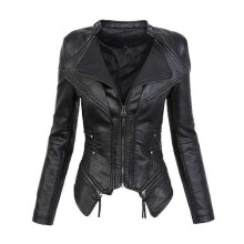 (xl, black) Women's Faux Leather Biker Short Jacket Casual Slim Fite - XN