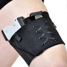 (BLACK) Hot Woman Leg Holster Lady Anti-slip Adjustable Six Hook-and-eye Garter Pistol Holder Hunting Camping Equipment
