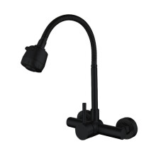 Stainless Steels Swivels Spout Kitchen Faucet 360 Degree-Black