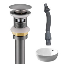 Button Sink Plug with Pipe Waste-gunmetal gray There are holes