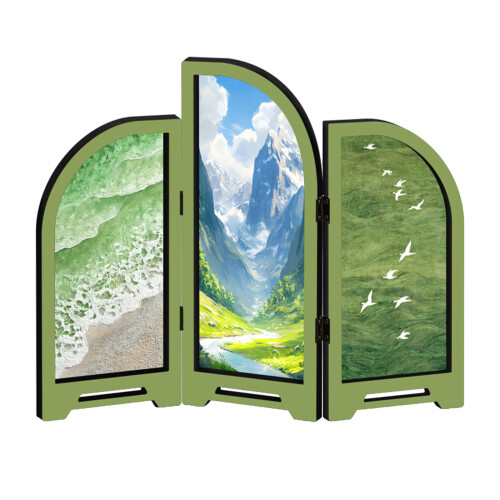 3-Panel-Trennwand, Retro-Mini-Klappbildschirm,-PF XFB026