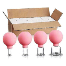 (Pink) Glass Facial Cupping Therapy Set for Vacuum Suction Massage