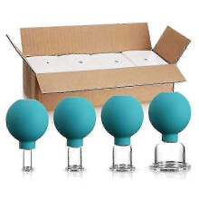(Green) Glass Facial Cupping Therapy Set for Vacuum Suction Massage
