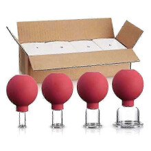 (Iron red) Glass Facial Cupping Therapy Set for Vacuum Suction Massage
