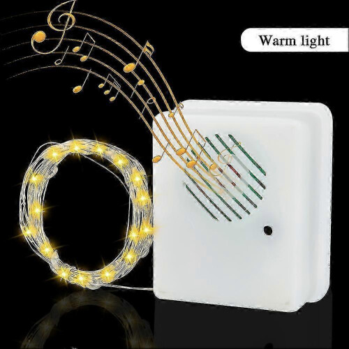 (Warm light) Christmas Sound Sensor Music Speaker /9.8ft String Lights Voice-activated Props - JA