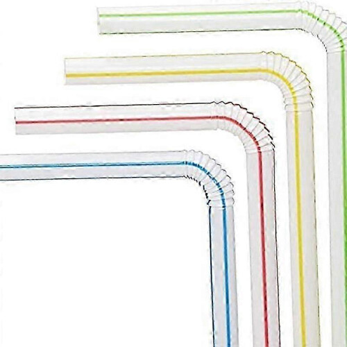 500pcs Plastic Drinking Straws 8 Inches Long Multi-Colored Striped Bedable 1
