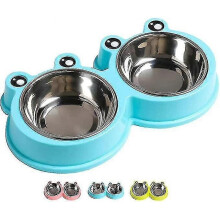 KINCJON Double Dog Cat Bowls Premium Stainless Steel Pet Bowls with No-slip Stainless Steel Cute Modeling Pet Food Water for Feeder Dogs Cats Rabbit A