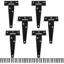6 Pices Charnires- 10cm Noir en T Mtallique Charnire Porte de Grange avec Vis