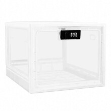 (Transparent White) Lockable Food Storage Box for Fridge, Snacks, Kitchen & Bedroom, Space-Saving Organizer