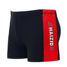 (2XL, red) Adult Men Swimming Trunks Mid-rise Elastic Waist Patchwork Color Water Repellent Swimwear Swimming Trunks