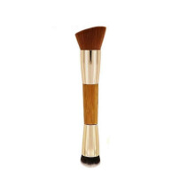 1 Pack Bamboo-Wood Design Handle Round Head Slanted Makeup Brush Double Head Makeup Brush - DD01