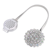 Fleksibel fjedertråd i rustfrit stål, funklende krystalblomstbindere, elegante magnetiske gardinbindere til vinduesdekoration på hjemmekontoret