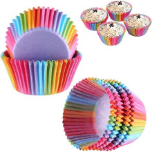 200 pieces of muffin shapes paper cupcake rainbow paper for dessert wedding birthday party - DD0