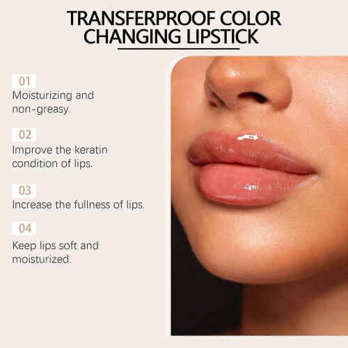 (2Pcs)Transferproof Color Changing Lipstick Natural Moisturizing Lip Balm Transferproof Color Changing Lipstick 2