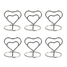 20pcs Heart Shape Place Memo Holder Lovely Wire Table Number Holders for Restaurant Wedding Banquet (silver)