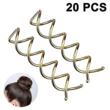 (Gold) 20 Spiral Hair Pins Twist Clips Round Hair Clips Hair Styling Spiral