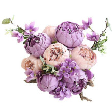 (light purple) Fake Flowers Vintage Artificial Peony Silk Flowers Party Wedding Home Decor