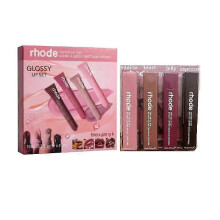 4-in-1 Rhode Nourishing Lip Gloss Set with Vitamin E and Plant Extracts for Daily Moisture and Natural Shine