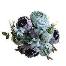 (dark blue) Fake Flowers Vintage Artificial Peony Silk Flowers Party Wedding Home Decor