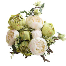(green) Fake Flowers Vintage Artificial Peony Silk Flowers Party Wedding Home Decor
