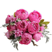 (hot pink) Fake Flowers Vintage Artificial Peony Silk Flowers Party Wedding Home Decor