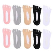 5 Pairs Breathable Visible Toe Socks Silicone Low Cut Socks (assorted Color)