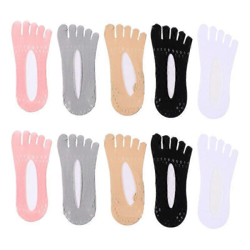 5 Pairs Breathable Visible Toe Socks Silicone Low Cut Socks (assorted Color)