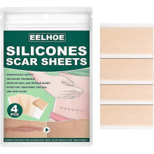 4 Pcs Silicone Plaster for Scars, 4 cm x 7.5 cm Silicone Foil for Scar Removal, Flattening Scar Surgery, Injuries, Burns, Acne