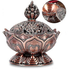 Encensoir Lotus Brleur Vintage Mini Fume Alliage Brleur Cne Encensoir Cadeaux d'anniversaire Nol Dcoration de Bureau et Maison Rouge Cuivre Encens