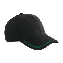 (One Size, Black/Kelly Green) Beechfield Match Day Baseball Cap