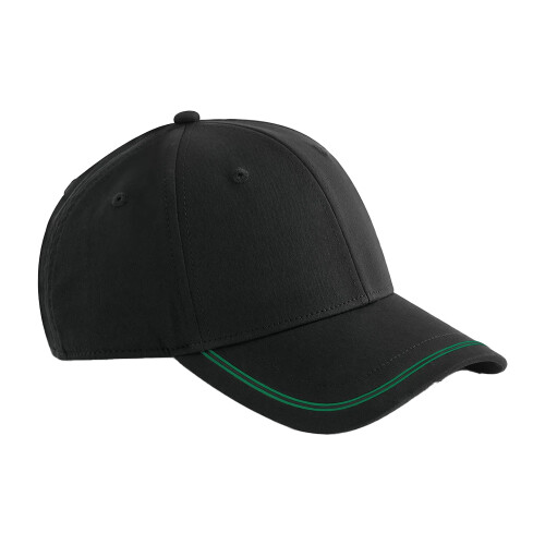 (One Size, Black/Kelly Green) Beechfield Match Day Baseball Cap
