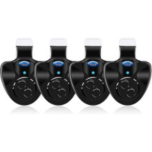 4pcs Black Electronic Led Light Fishing Bite Sound Alarm Bell Clip On Fishing Rod - JA