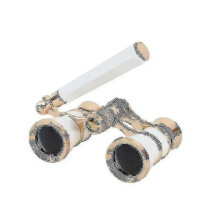 (White)3x25 Binoculars Metal Opera Theater Glasses Coated Lens Red Telescope W/ Handle - PJ