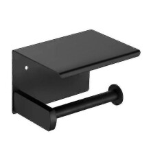 Toilet Paper Holder, Wall Mounted Toilet Paper Holder, with Cell Phone Storage Holder (black)