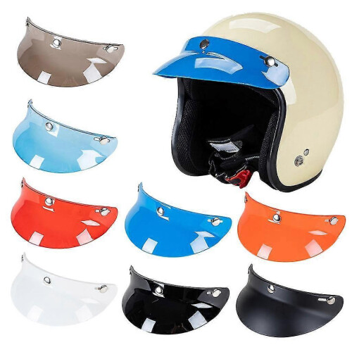 (Solid blue) 3-snap Helmet Bubble Visor Lens For 3/4 Retro Open Face Motorcycle Helmet 2