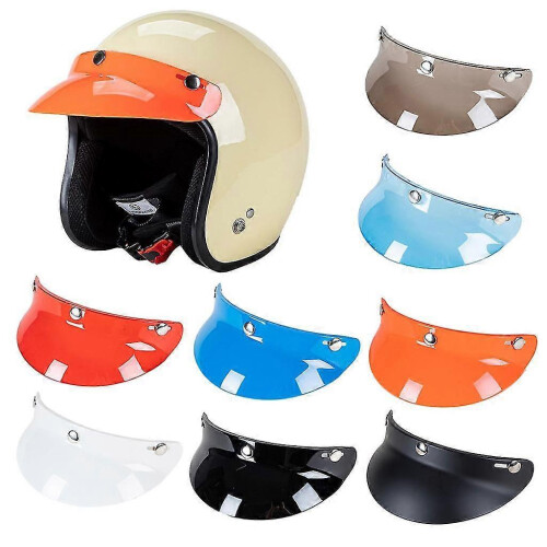 (Bright black) 3-snap Helmet Bubble Visor Lens For 3/4 Retro Open Face Motorcycle Helmet 2