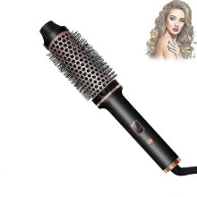 (EU plug) Thermal Brush 1.5 Inch Heated Curling Brush Ceramic Curling Iron Volumizing Brush Heating Round Brush Travel Hair Curler Comb