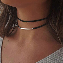 (silver)Choker Necklace Adjustable Black Collar Necklaces For Women And Girls