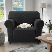 (1 Seater Sofa Cover, Black) Stretch Sofa Cover Non Slip Couch Cover Spandex Slipcover Protector T Shape Elastic Furniture Cover