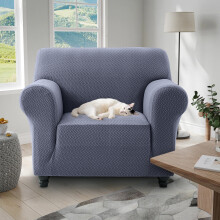 (1 Seater Sofa Cover, Blue Grey) Stretch Sofa Cover Non Slip Couch Cover Spandex Slipcover Protector T Shape Elastic Furniture Cover