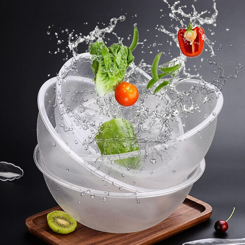 Large Round Clear Acrylic Serving Bowls Salad Fruit Buffet Serving Containers Dishes TablewareL