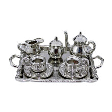 (Silver) Children's Simulated Kitchen Tea Toy Party Set Educational Toy With Plate&cup TW