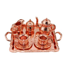 (Rose gold) Children's Simulated Kitchen Tea Toy Party Set Educational Toy With Plate&cup TW