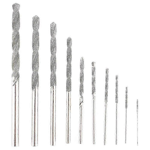 10 Pieces Diamond Drill Bits Set Twist Diamond Tip Drill Bit Heavy Duty Mini Diamond Drill Bit Set c