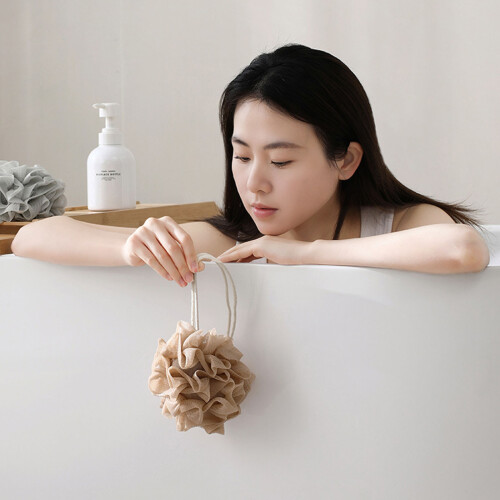Durable Loofah Scrubber With Soap Pocket Rich Foaming 1